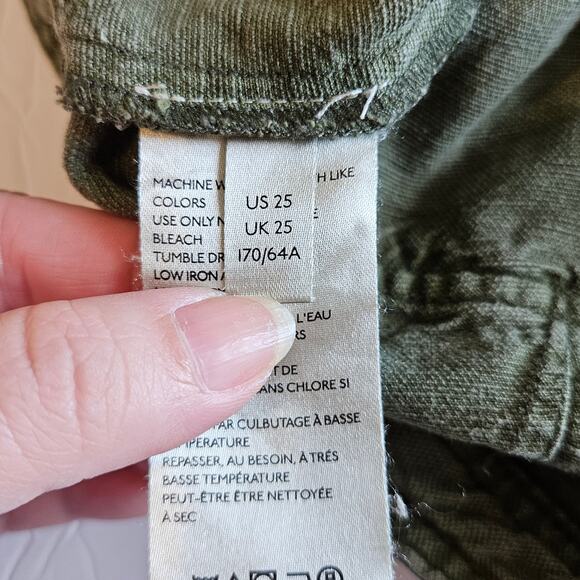 Anthropologie Audra Linen Blend Relaxed Comfy Ankle Utility Pants Womens 25 - Picture 9 of 13